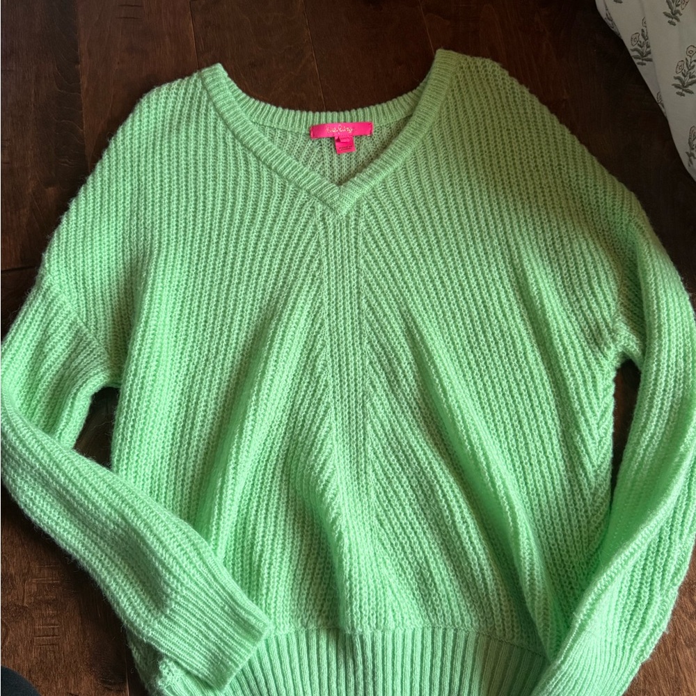 Lilly Pulitzer Light Green V-Neck Sweater